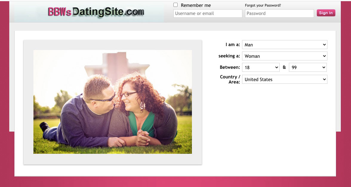 BBWsDatingSite main page