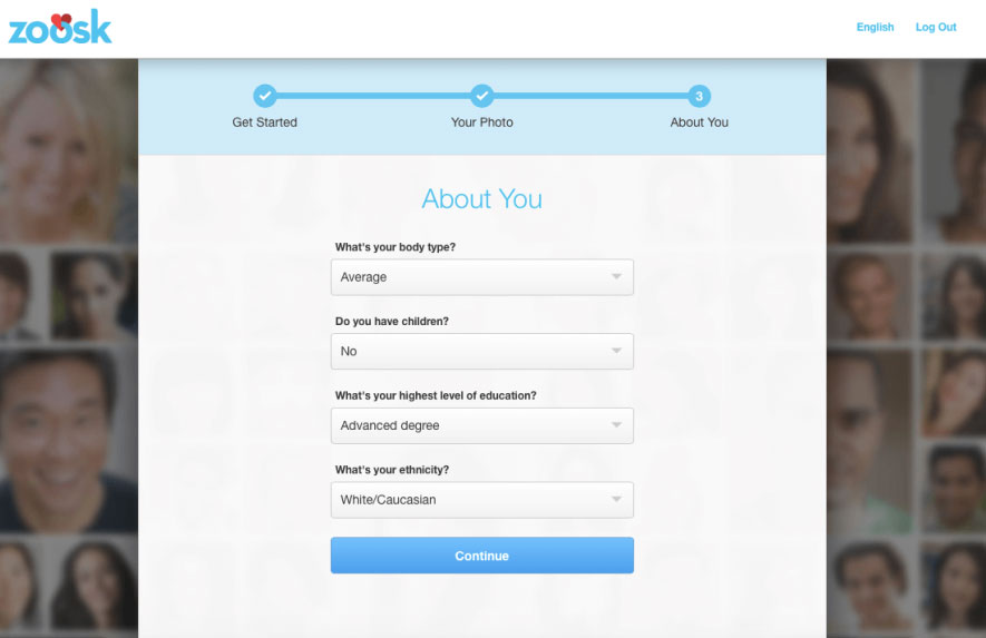 Zoosk create account