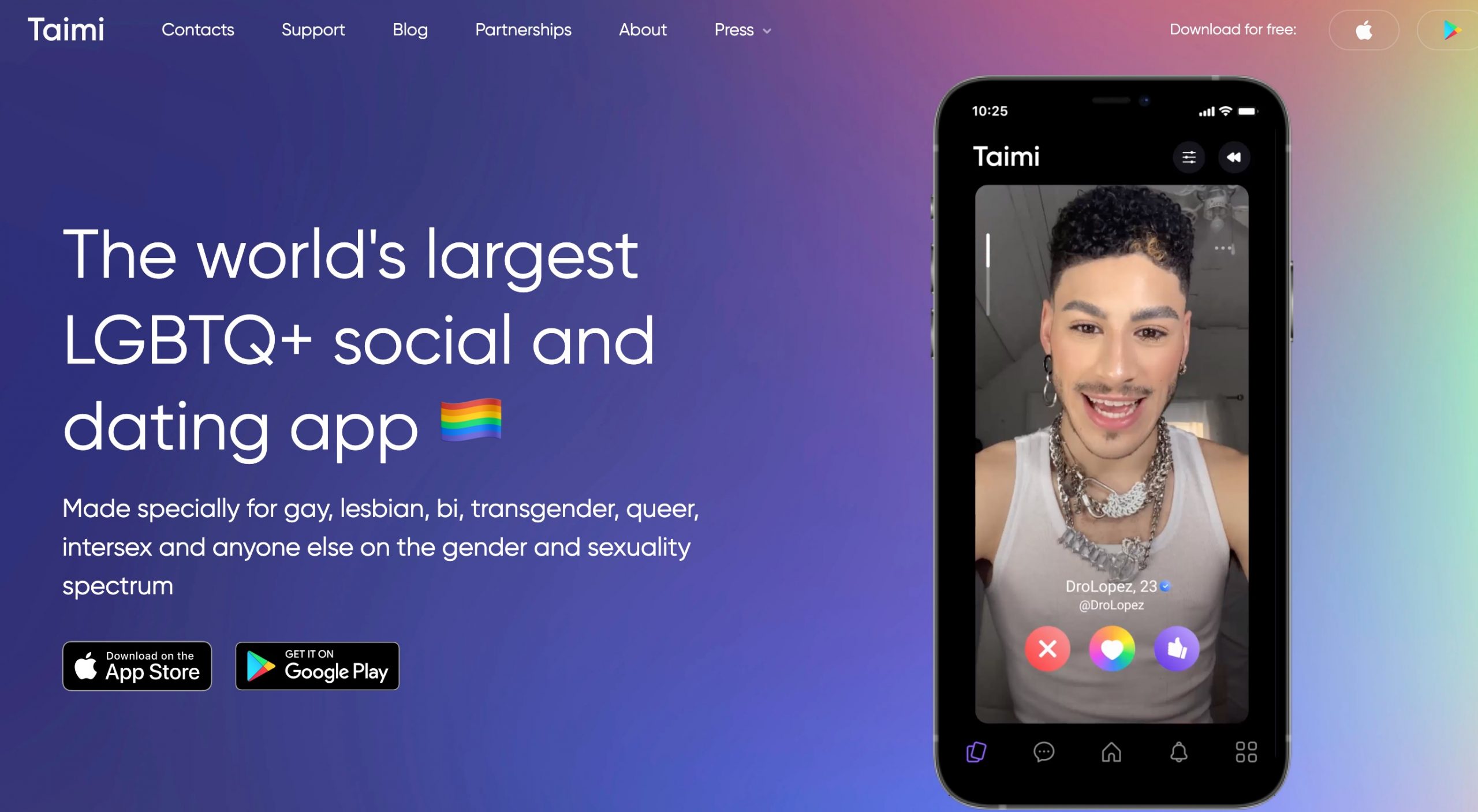Taimi main page