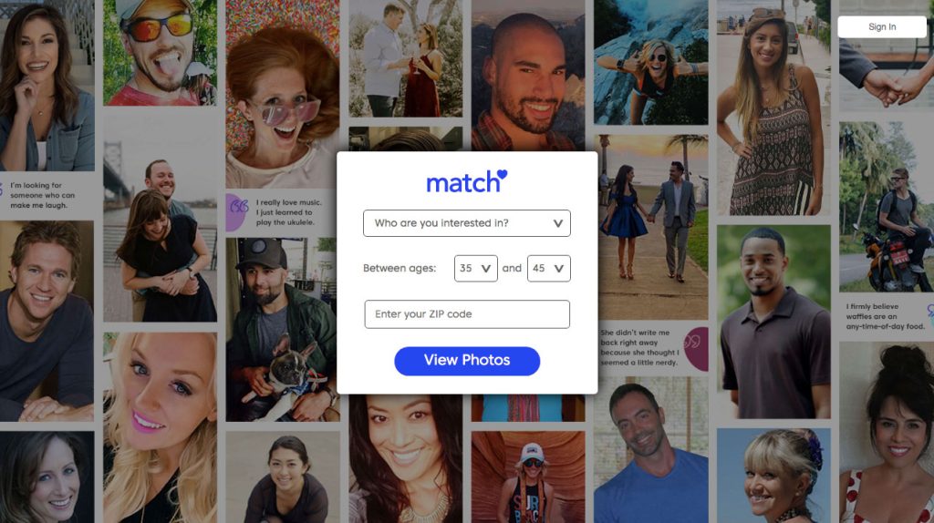 Match.com main page